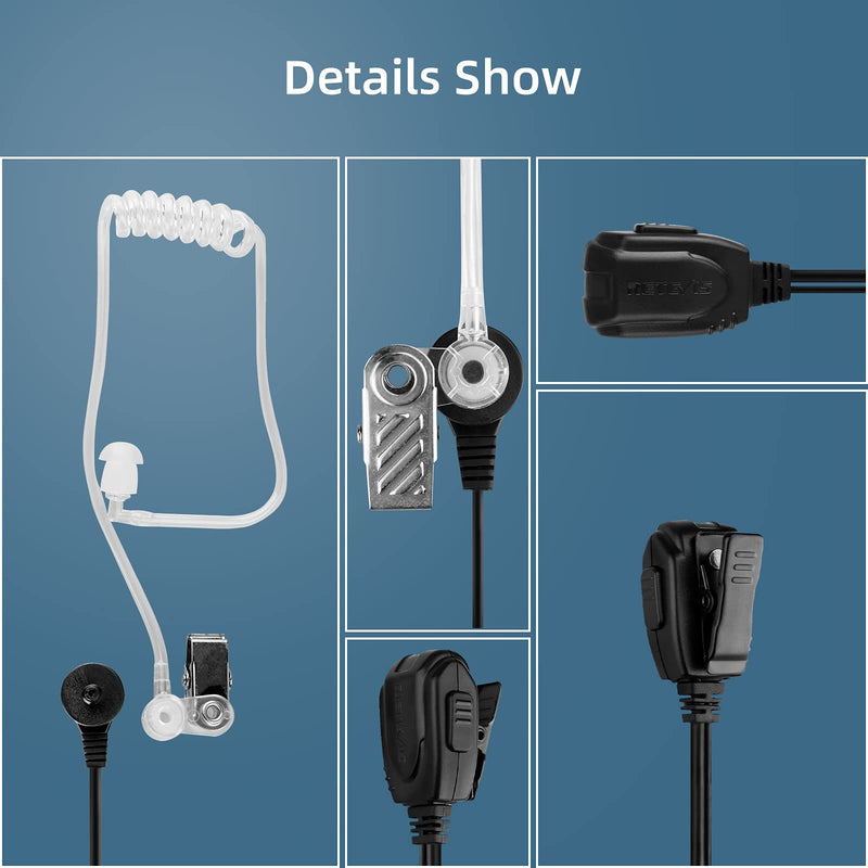 [Australia - AusPower] - Retevis EAK005 Acoustic Tube Walkie Talkie Earpiece with Mic 2 Pin, Compatible with Retevis RT22 RT21 H-777 RT68 RT19 Walkie Talkies, Security 2 Way Radio Headset with PTT(6 Pack) 