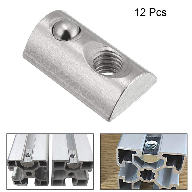 [Australia - AusPower] - uxcell Roll-in Spring M6 T Nut, Roll Ball Elastic Nuts for 4040 Series Aluminum Extrusion Profile, Pack of 12 