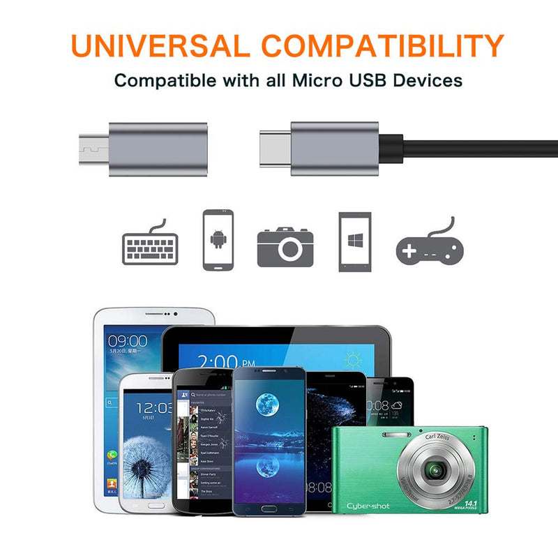 [Australia - AusPower] - USB C to Micro USB Adapter, (4-Pack) Type C Female to Micro USB Male Convert Connector Support Charge Data Sync Compatible with Samsung Galaxy S7 S7 Edge, Nexus 5 6 and Micro USB Devices(Grey) Grey 