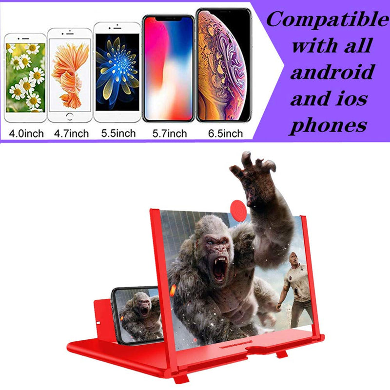 [Australia - AusPower] - 3D Screen Magnifier 12-inch HD Mobile Smartphone Video Magnifier Support X / 8/8 Plus / 7/7 Plus / 6 / 6s / 6 Plus / 6s Plus and All Other Smartphones 