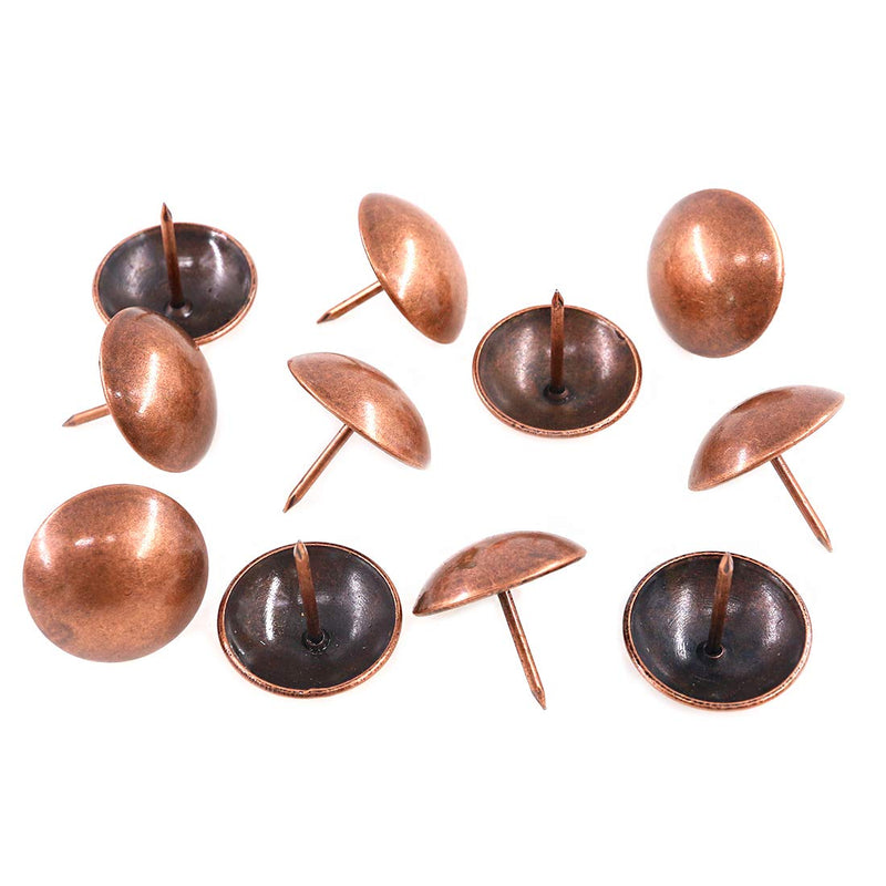[Australia - AusPower] - Keadic 100Pcs 1" (25mm) Antique Upholstery Tacks Furniture Nails Pins Assortment Kit for Upholstered Furniture Cork Board or DIY Projects - Red Copper 1" in diameter(100pcs) 