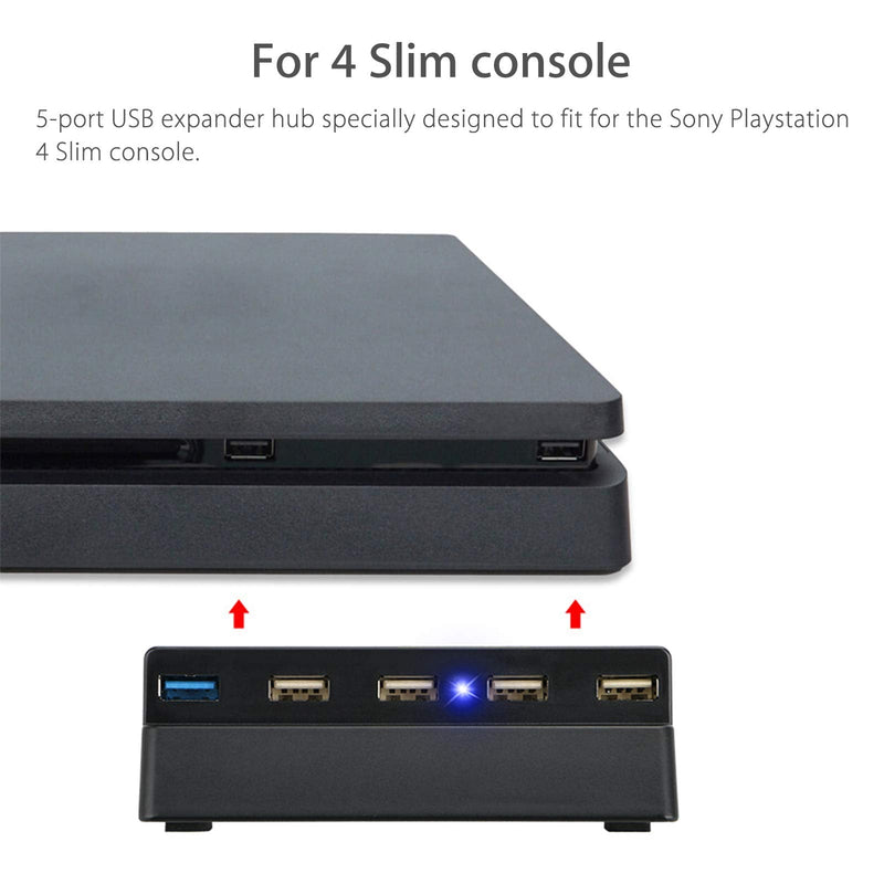 [Australia - AusPower] - Linkstyle 5 Port USB HUB for PS4 Slim Only, USB 3.0/2.0 High Speed Charger Controller Splitter Expander for Playstation 4 Slim 