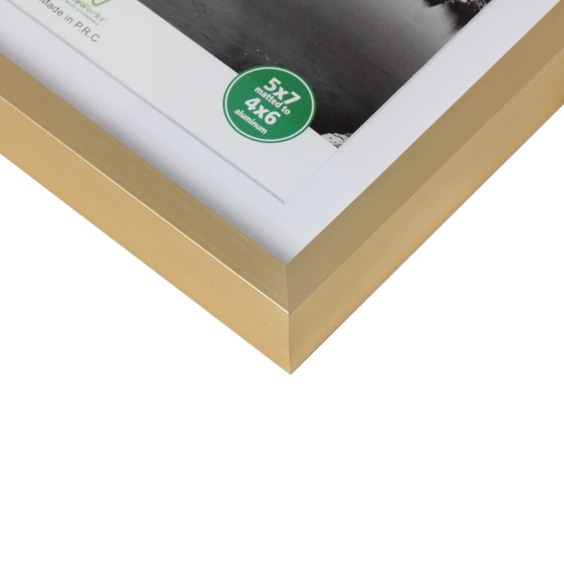 [Australia - AusPower] - FrameWorks - Deluxe Brass Gold Aluminum Contemporary Style Floating Picture Frame with Tempered Glass, 8 inch x10 inch float to 4 inch x6 inch 8"x10" float to 4"x6" 