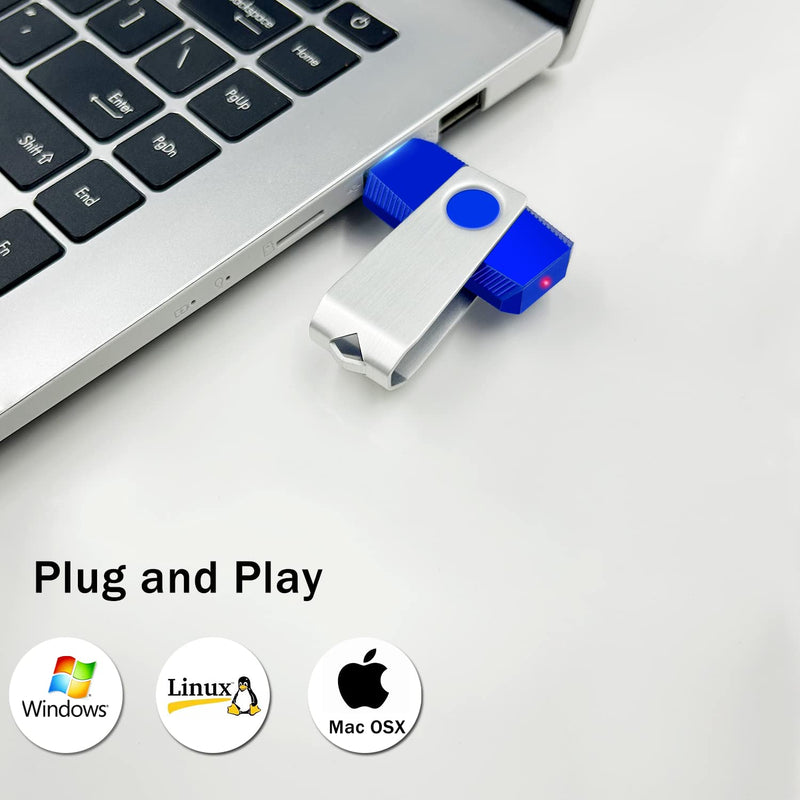[Australia - AusPower] - 1GB USB 2.0 Flash Drive 2 Pack Wooolken Thumb Drives Jump Pen Drive Memory Stick with LED Light and Lanyards for Storage and Backup(1G, 2 Colors: Black Blue) 1GB 2 PCS 
