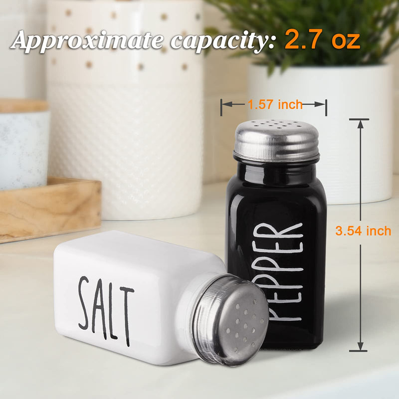 [Australia - AusPower] - Farmhouse Salt and Pepper Shakers Set, Dopeca 2.7oz Glass Salt Shaker with Stainless Steel Lid, Black and White Modern Farmhouse Kitchen Decor, Cute Salt and Pepper Set for Kitchen or Restaurant Black/White 
