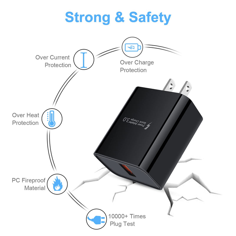 [Australia - AusPower] - USB Charger Plug,Quick Charge 3.0 Fast Charging Block Wall Charger Cube Box Compatible with iPhone,Samsung Galaxy S22 S21 S20 Note20 S10 S10e S9 S8 A21 A20 A11 A71 A51 A01 A50 A10e,LG,Moto,HTC,Android black-QC 