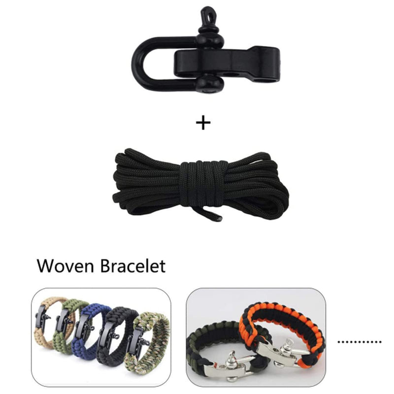 [Australia - AusPower] - 10 Pcs Paracord Bracelet Buckles Black Adjustable U Buckle Clip for Outdoor Survival Bracelet Wrist Strap U Shackles 