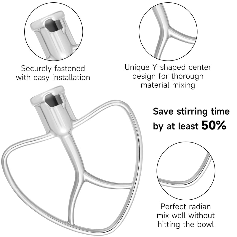 [Australia - AusPower] - Stainless Steel Flat Beater for Kitchen-aid Tilt-Head 4.5qt-5qt Stand Mixer Compatible for K45SS, KSM75, KSM90, KSM125 Paddle Attachment for Baking, Pasta Dough Mixing Accessory 