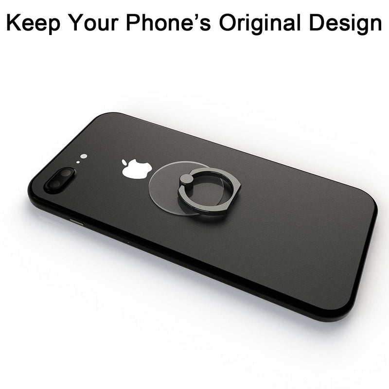 [Australia - AusPower] - Attom Tech Transparent Phone Ring Holder Grip 360 Degree Free Rotation, Clear Cell Phone Finger Ring Kick-Stand Compatible with iPhone X 8 7 Plus 6S 6 5s 5 SE, Galaxy S9 S8 S7 S6 Edge (Black) 