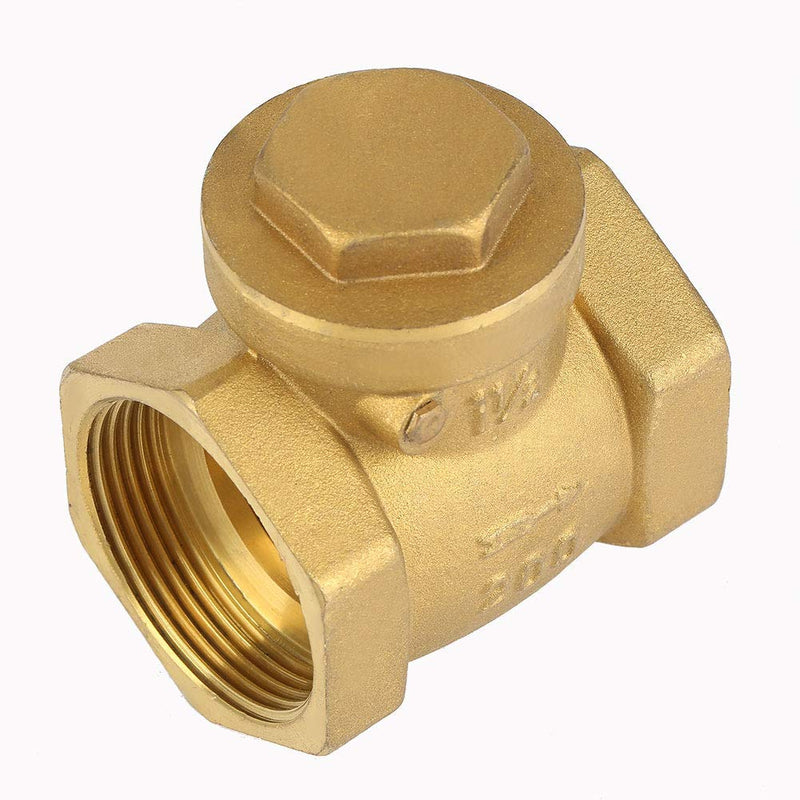 [Australia - AusPower] - Check Valve, DN32 BSP 1-1/4" Female Thread Brass Non-return Swing Check Valve 232PSI Prevent Water Backflow 3.3 x 2.8inch 