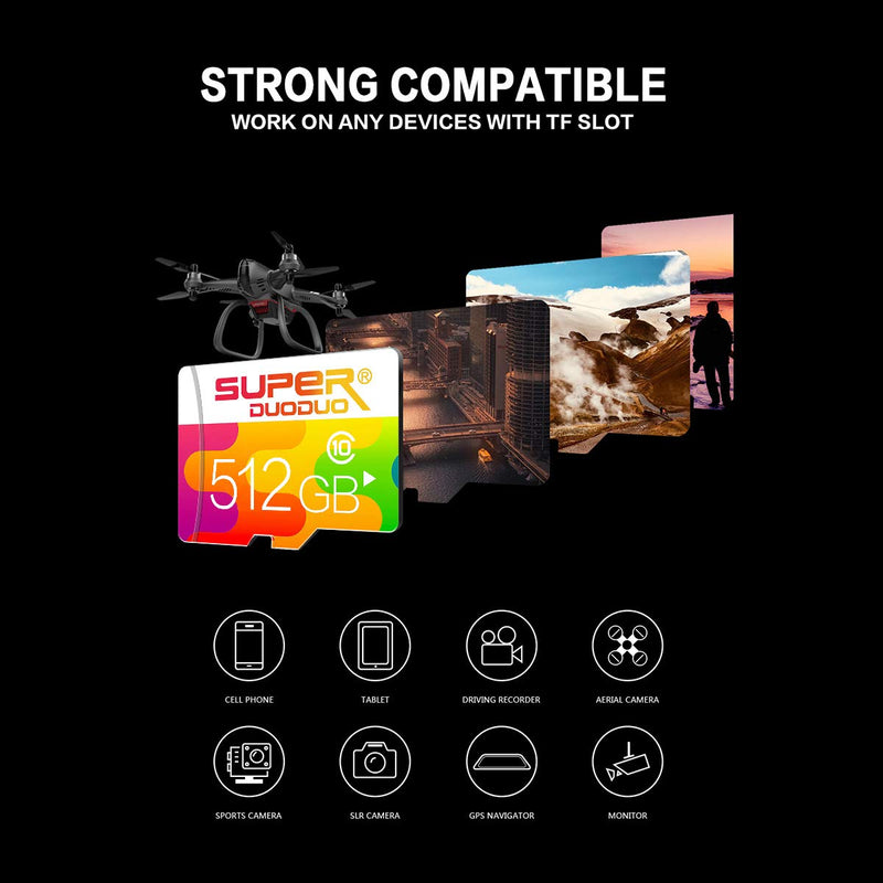 [Australia - AusPower] - 512GB Memory Card Class 10 Micro sd Card TF Card Compatible Computer Camera and Smartphone,TF Memory Card with a Card Adapter(512GB) 