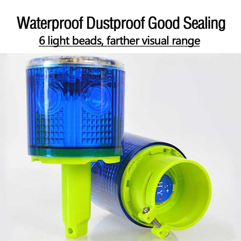 [Australia - AusPower] - LEDHOLYT Solar Strobe Warning Light, Super Bright Single Column Solar Emergency Strobe Warning Light Wireless Flashing Barricade Safety Road Construction Traffic Flicker Beacon Lamp (Blue) Blue 