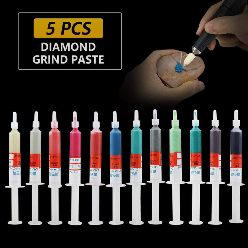 [Australia - AusPower] - 5pc Diamond Grinding Polishing Pastes Lapping Compound Grit W0.5-W40 320~10000(W20#600) for Jade, Clocks and Watches, Lighters 