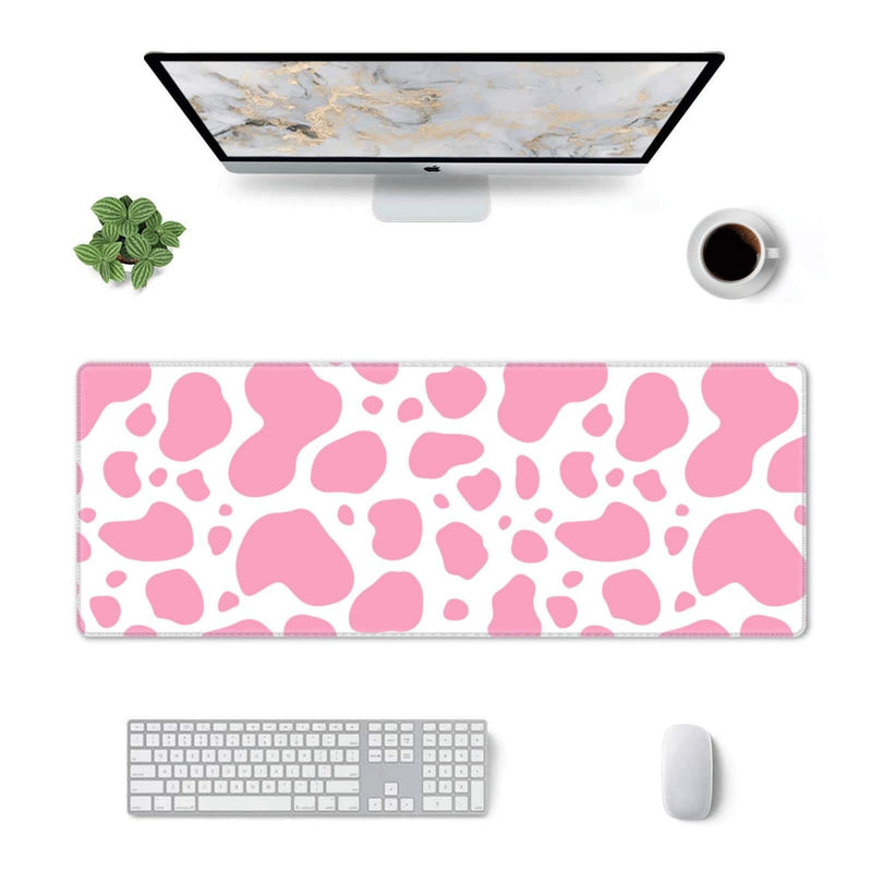 [Australia - AusPower] - Pink Cow Print Gaming Mouse Pad Large XL Desk Mat Long Extended Pads Big Mousepad for Home Office Decor Accessories 31.5 X 11.8 Inch Pink Cow Print 