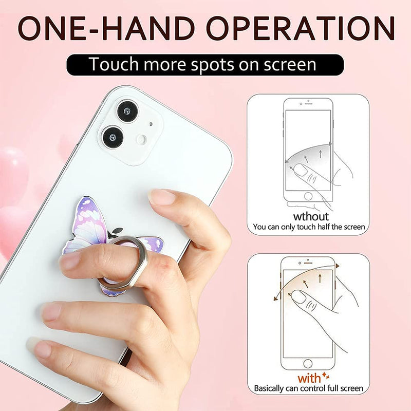 [Australia - AusPower] - LSL Cute Butterfly Cell Phone Ring Holder 360°Rotation Metal Finger Stand Kickstand Universal Compatible with iPhone Samsung Galaxy LG Google Pixel iPad Three Pack Pink Blue Purple Pretty Butterfly 