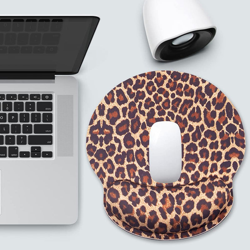 [Australia - AusPower] - Leopard Mouse Pad with Wrist Support,Desk Accessories Ergonomic Mouse Pad Durable & Comfortable Large Non-Slip Cheetah Wrist Rest for Gaming,Computer,Laptop,Home Office 