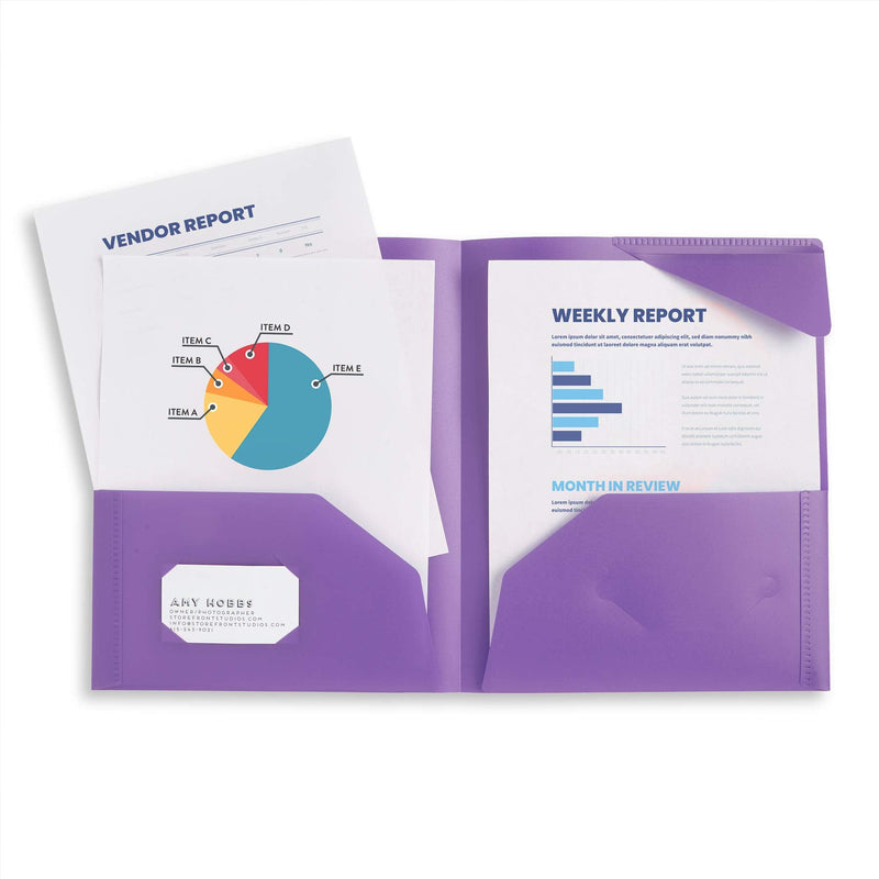 [Australia - AusPower] - Blue Summit Supplies Plastic Folders with Pockets, Reinforced Corners, Durable 2 Pocket Folder with Corner Flaps Inside to Hold Papers in Place, Assorted Color Pocket Folders, 6 Pack 