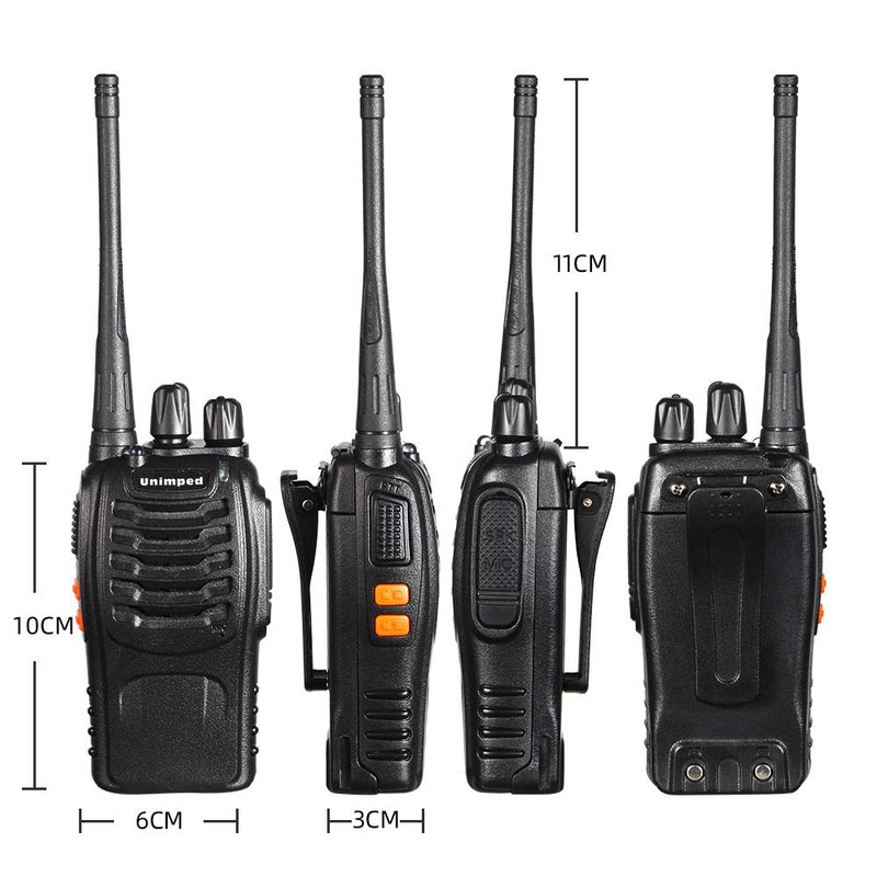 [Australia - AusPower] - unimped Walkie Talkie 2pcs 400-470MHZ UHF Rechargeable Battery Headphone Wall Charger Long Range 16 Channels Two Way Radio (2pcs radios) 