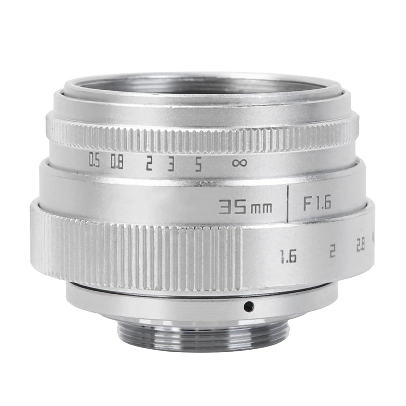 [Australia - AusPower] - Camera Lens 35mm F1.6 CCTV C Mount Manual Focus Large Aperture Lens for Nex M4/3 Fx Lens Moun Art and Beauty Photography (Silver) Silver 