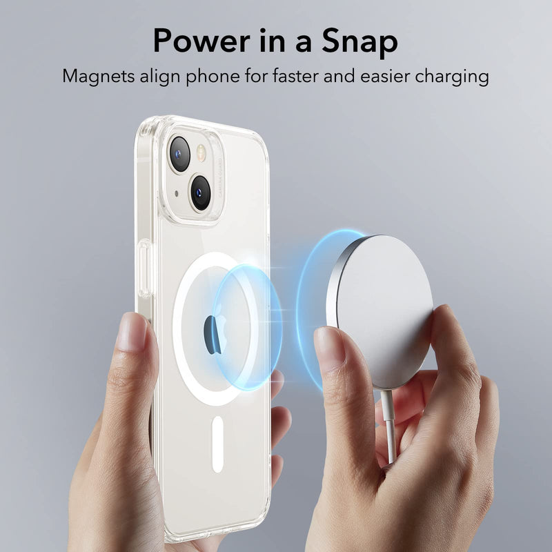 [Australia - AusPower] - ESR Classic Hybrid Magnetic Case with HaloLock, Compatible with iPhone 14 Plus case, Compatible with MagSafe, Shockproof Military-Grade Protection, Scratch-Resistant Back, Clear 