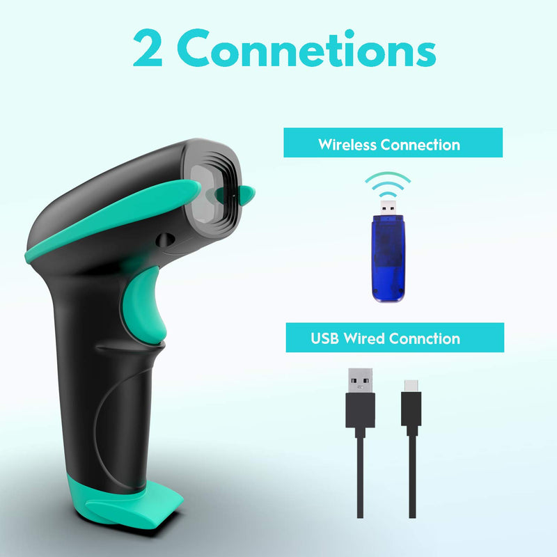[Australia - AusPower] - NADAMOO 2D Wireless Barcode Scanner with Stand QR Code Scanner USB Cordless Image Reader, Capture 1D 2D QR PDF417 Bar Codes from Paper and Screen, with Auto Sensing for Supermarket Library Inventory 