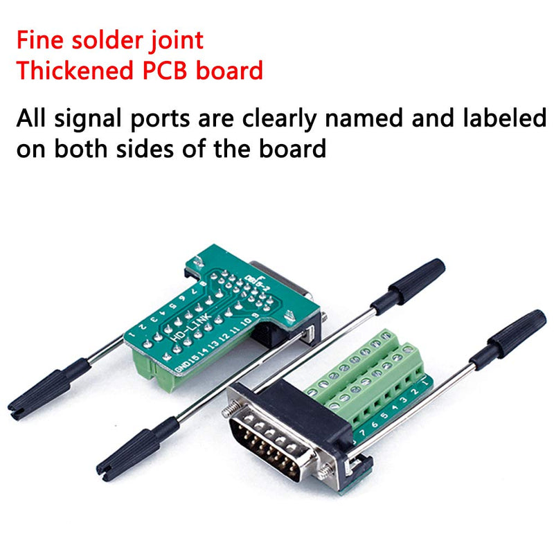 [Australia - AusPower] - ANMBEST DB15 Solderless Serial to 15-pin Port Terminal Male Adapter Connector Breakout Board with Case Long Bolts Nuts (2PCS Male) 2PCS Male 