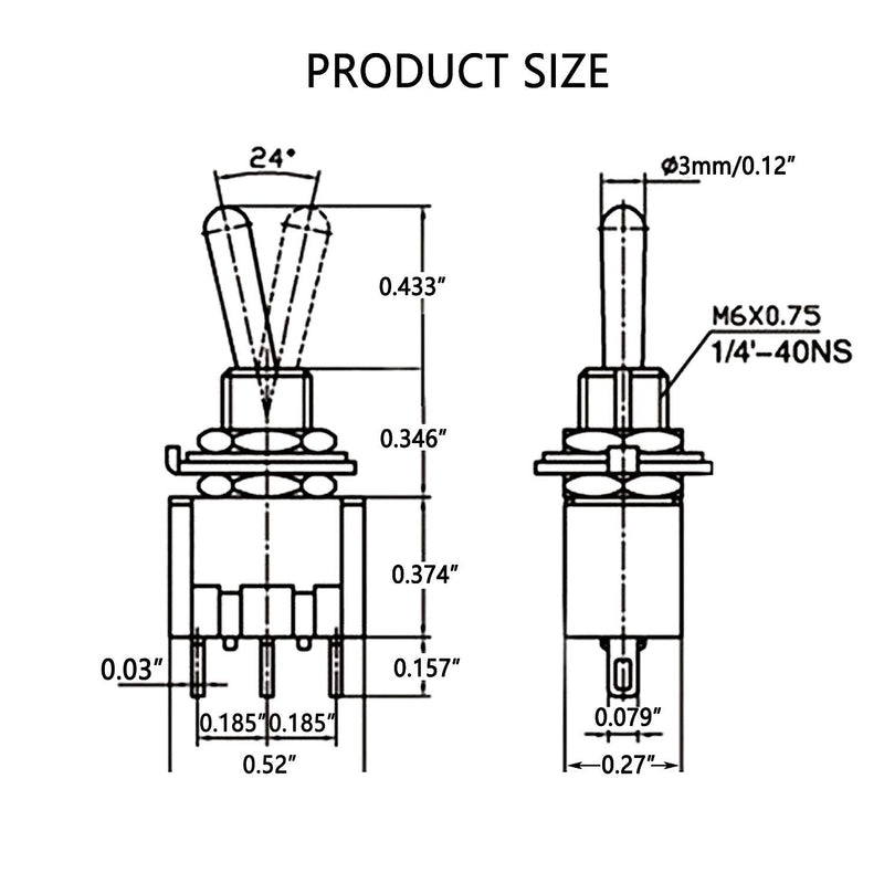 [Australia - AusPower] - Twidec/6Pcs Mini Momentary Toggle Switch SPDT 3 Position 3 Pins (0N)-Off-(ON) Miniature Toggle Switch AC 5A/125V 2A/250V Car Boat Switches with Waterproof Cap MTS-123-MZ 3Pin（ON)-OFF-(ON) 