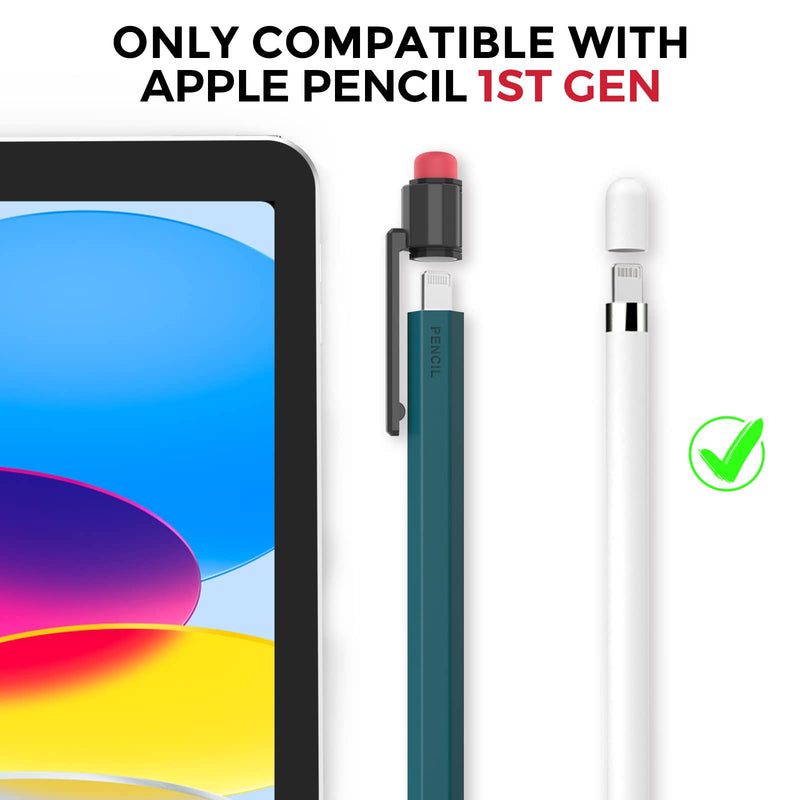 [Australia - AusPower] - TRONWIN iPencil Case for Apple Pencil 1st Generation Sleeve Silicone Protective Cover Perfect Grip Skin Classic Design with Sturdy Clip Compatible with Apple Pencil 1st Generation (Deep Green) Deep Green 