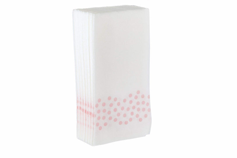 [Australia - AusPower] - SimuLinen Disposable Guest Bathroom Hand Towels – Pink DOTS - Linen-Like Disposable Paper Towels, Cloth-Like Texture Single-Use - Perfect Size: 12x17” Unfolded & 8.5x4” Folded - Pack of 25 