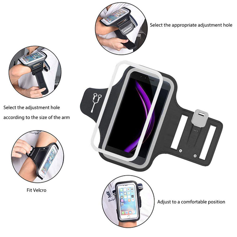 [Australia - AusPower] - ZLFTYCL New Sports Armband for Xiaomi Redmi Note 8, Lightweight Skin-Friendly Sweatproof Adjustable Running Armband with Key Holder and Earphone Slot, Perfect for Jogging, Gym, Hiking (Black) 