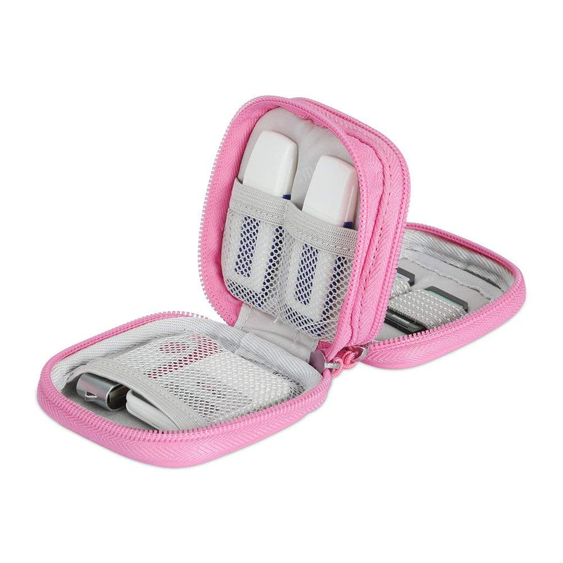 [Australia - AusPower] - BUBM USB Flash Drive Case, Portable Waterproof Electronic Accessories Bag for USB Flash Drives, SD Cards,Earphone and Other Small Accessories 3.35 * 3.35 * 1.77 inch (Pink) 