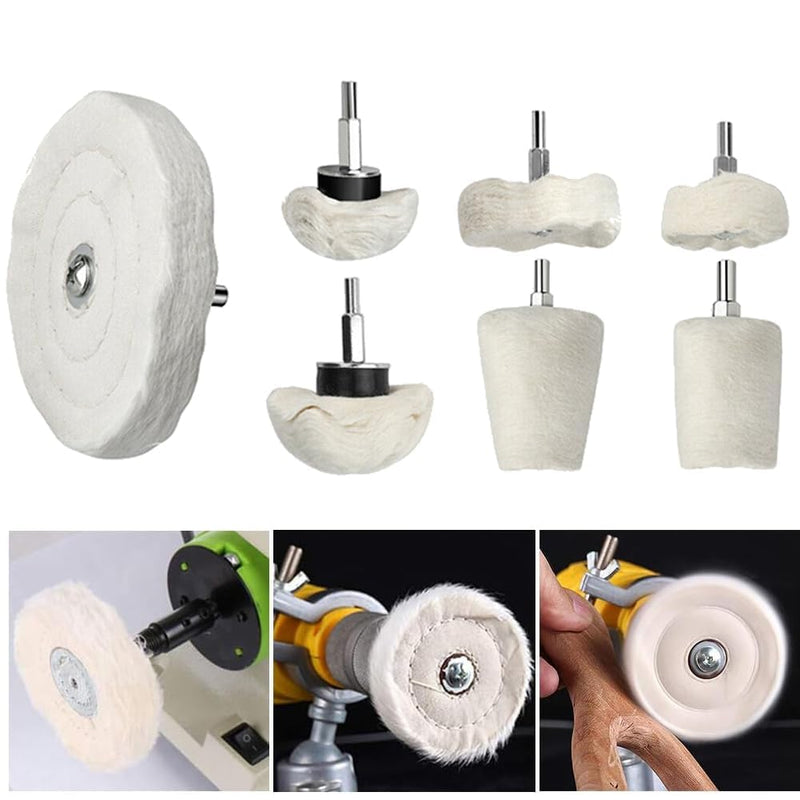 [Australia - AusPower] - Bestgle 7pcs Buffing Polishing Wheel for Drill, Cotton Polishing Ball Buffing Wheel Pads Mop with 6mm Shank for Metal Aluminum, Stainless Steel, Glass 