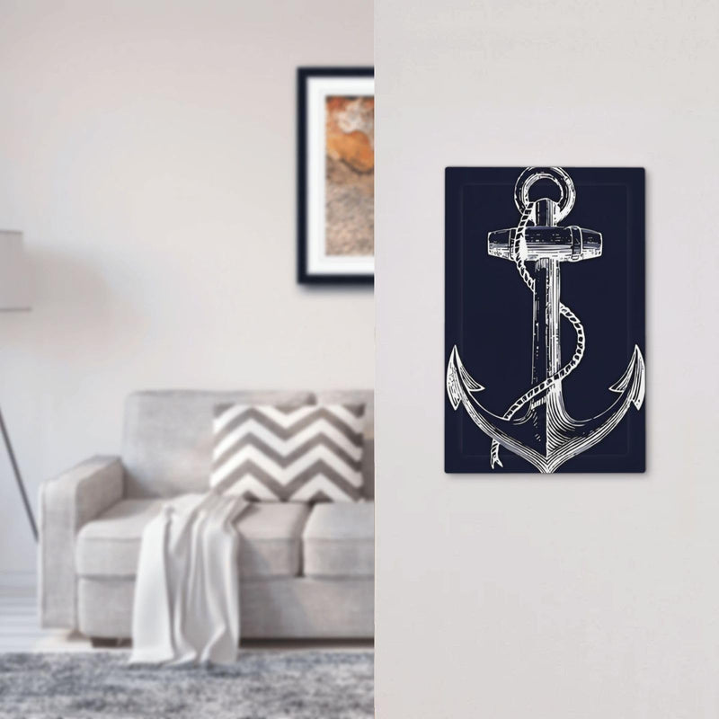 [Australia - AusPower] - Navy Blue Nautical Anchor No Device Light Switch Cover 1 Gang Wall Plate Decorative Blank Switchplate Electrical Faceplate for Bathroom Home Living Room Bedroom Art Panel Decorate 5" x 3" 1-Gang No Blank Navy Blue Nautical Anchor Wall Plate 