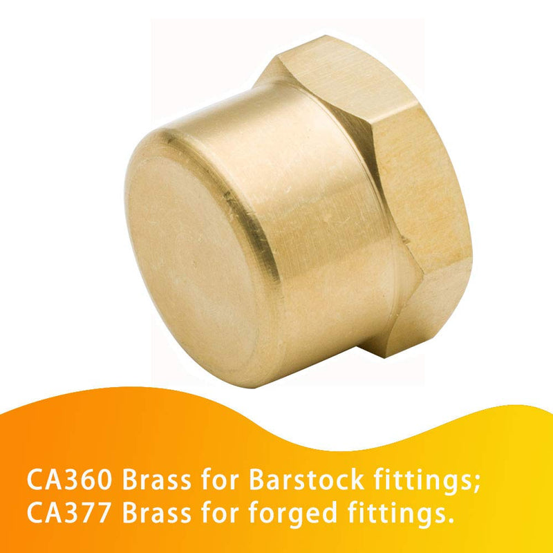 [Australia - AusPower] - Legines Brass Pipe Fitting Cap 1/2" NPT Female Hex Head 1200psi High Pressure (Pack of 2) 