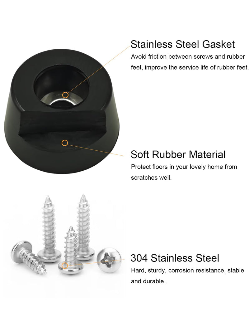 [Australia - AusPower] - 200 Pieces Rubber Feet for Cutting Board - Soft Cutting Board Feet Non Slip with 304 Stainless Steel Screws, Non Marking Small Rubber Feeteet for Furniture, Electronics Cabinet Feet (0.6" W x 0.31" H) 