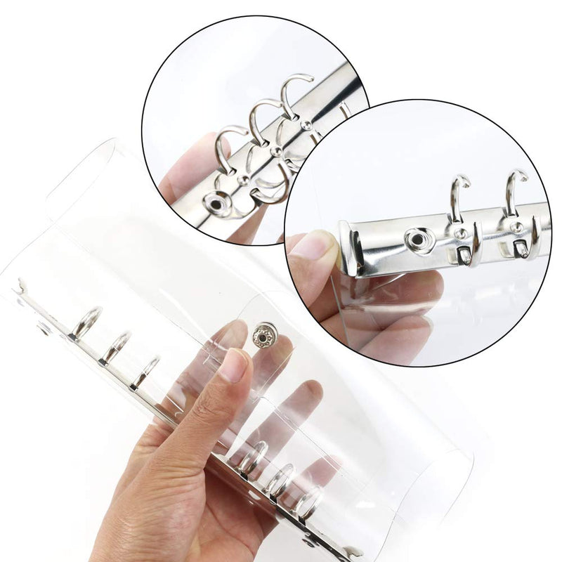 [Australia - AusPower] - Newbested 2 Pack A5 Transparent Soft PVC 6 Holes Binder Notebook Covers,Snap Button Closure Refillable Notebook Round Ring Binder Cover Protector(Paper Not Included) 