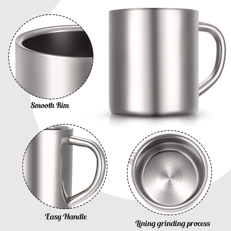 [Australia - AusPower] - Set of 4 Stainless Steel Coffee Mug with Handle Metal Double Walled Cups 7.5oz/ 220ml Camping Mug Dishwasher Safe Tea Cups for Home Camping Travel Outdoors RV Keep Drinks Hot 