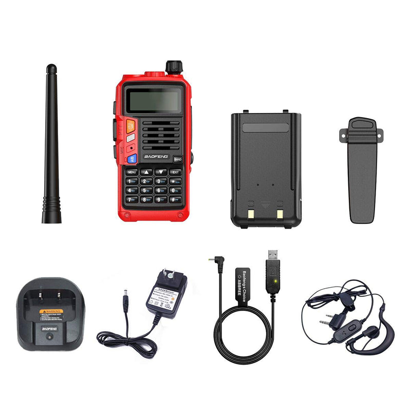 [Australia - AusPower] - BaoFeng UV-S9 Plus 8W High Power Tri-Power Ham Two Way Radio with 2200mAh Larger Battery USB Charger Cable Rechargeable Walkie Talkie Red 