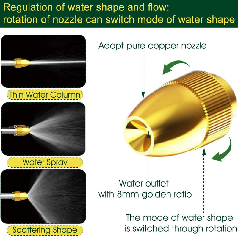 [Australia - AusPower] - Upgrade Water Hose Nozzle Long Rod Garden Hose Nozzle Heavy Duty metal Brass sprayer 360° Rotaing spray gun for car wash, Plants and Lawn,Patio Gardening, Pets Shower Hose Nozzle + Quick Connector 