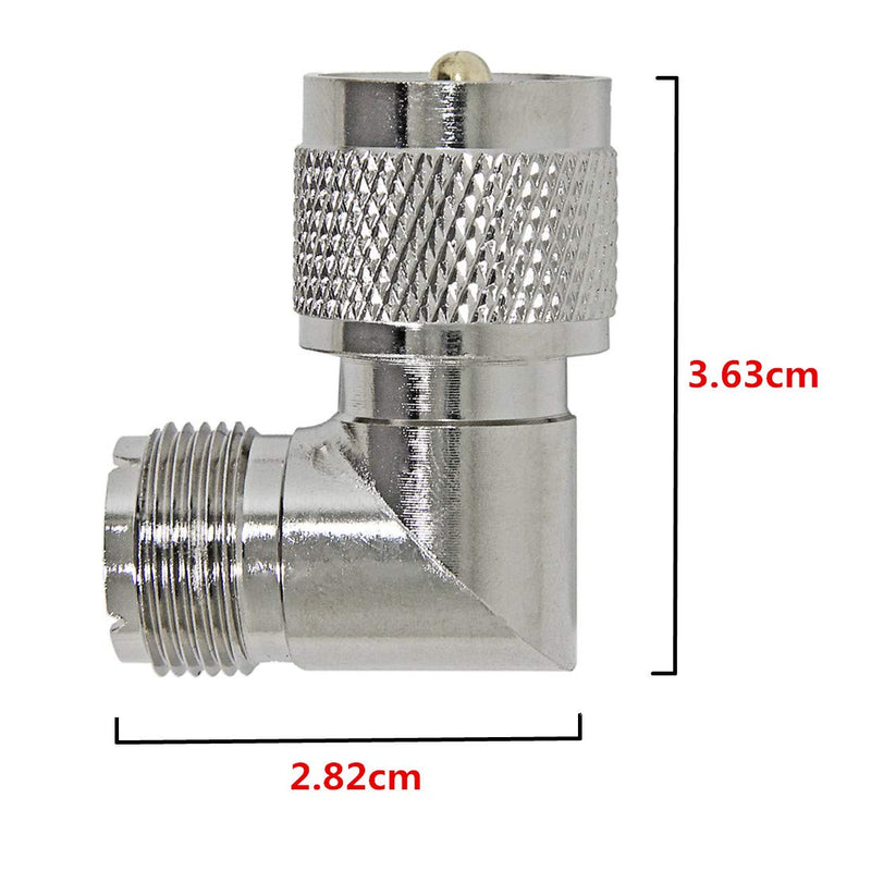 [Australia - AusPower] - PL259 Right Angle, 2-Pack UHF Male to Female RF Coax Connector Adapter, 90 Degree Elbow for CB Ham Radio Antenna, Coaxial Cable 