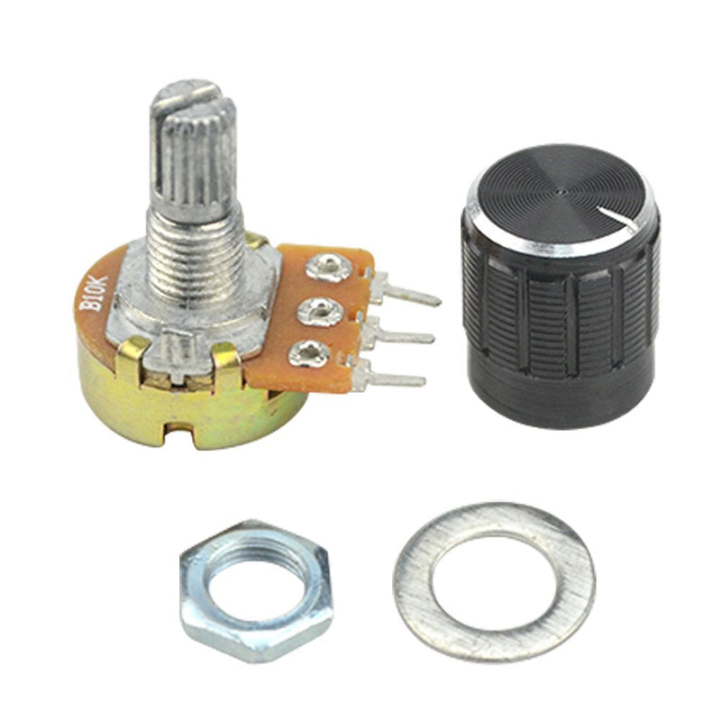 [Australia - AusPower] - WMYCONGCONG 20 PCS B10K 10K Ohm Knurled Shaft Linear Rotary Taper Potentiometer with Black Knob(WH148) Kit 