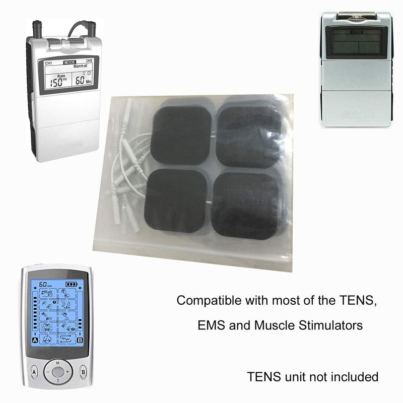 [Australia - AusPower] - TENS Unit Pads 48 Pack Wired Self-Adhesive Electrodes Premium Replacement Pads for TENS Units - 2x2 Inches (2x2-48 Pack) 2x2 Inch (Pack of 48) 