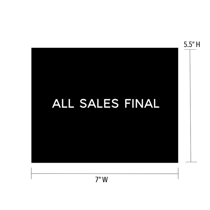 [Australia - AusPower] - NAHANCO CD57ASF2-5 Retail Sign Card for Displays, “All Sales Final”, 5 ½”H x 7”W, Black with White Print on Card Stock – 5/CTN. 