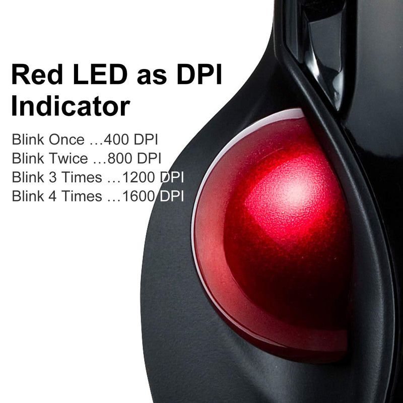 [Australia - AusPower] - SANWA Wired Ergonomic Trackball Mouse, Computer Rollerball Mice, Laser Sensor, 34mm Trackball, 400/800/1200/1600 Adjustable DPI, 5 Buttons, Compatible with MacBook, Laptop, Windows, macOS, Chrome OS 