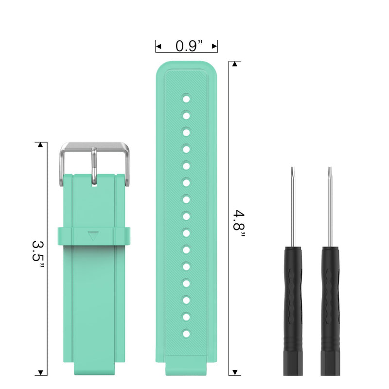 [Australia - AusPower] - MoKo Watch Band Compatible with Garmin Vivoactive, Soft Silicone Replacement Fitness Bands Wristbands with Metal Clasps for Garmin Vivoactive/Vivoactive Acetate Sports GPS Smart Watch - Mint Green 