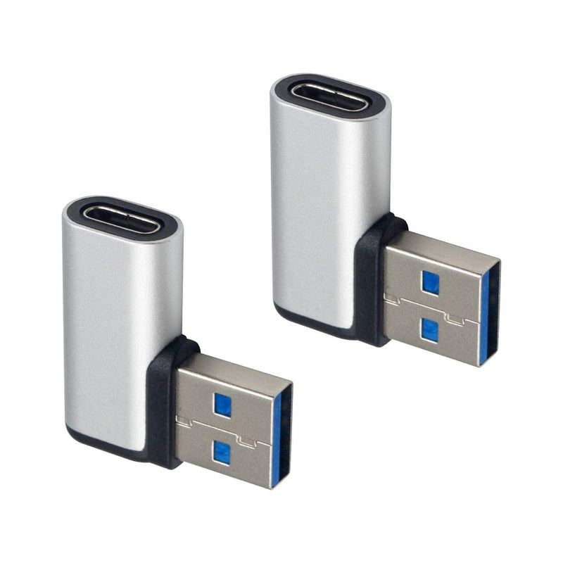 [Australia - AusPower] - Poyiccot USB C Female to USB A Male Adapter Right Angle, USB C to USB 3.0 Adapter, 90 Degree USB C to USB Adapter, USB Type C to USB Coverter Sync & Charging Adapter for USB C Cable, Hubs, 2Pack Right Angle USB C to USB 3.0 