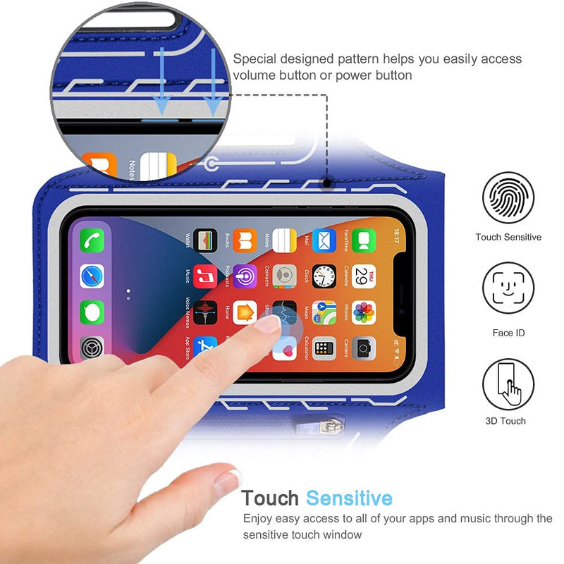 [Australia - AusPower] - iPhone 13 Pro Max, 12 Pro Max Armband, JEMACHE Gym Workouts Running Phone Arm Band for iPhone 13 Pro Max, 12 Pro Max, 11 Pro Max, Xs Max, 13, 12 with Airpods Holder (Navy Blue) Navy Blue 