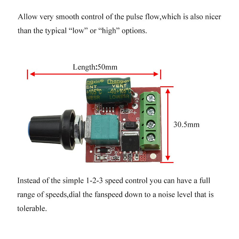 [Australia - AusPower] - Hahiyo 3-35V Low Voltage DC Motor Speed Controller Smooth Linear Adjustment Knob Compact Units Reduce Heat Module Dimmer Switch Regulator 3 Pieces for Mini Fan Electric Pumps LED Light 3-35V-PWM1-A87-3Pieces 