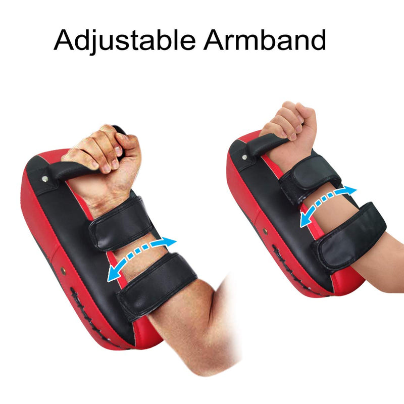 [Australia - AusPower] - TLBTEK 1Pcs Taekwondo Kick Pad PU Muay Thai Pads MMA Karate Kick Pads Kickboxing Training Pads Martial Arts Punching Pads Leather Strike Curved Kicking Shield Red 