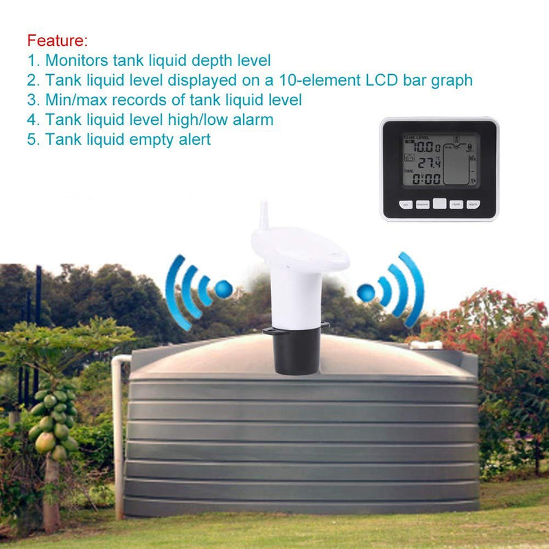 [Australia - AusPower] - 01 Smart Water Wireless Water Level Monitoring System,Ultrasonic Water Tank Liquid Depth Level Meter Sensor with Temperature Display Liquid Level High/Low Alarm 